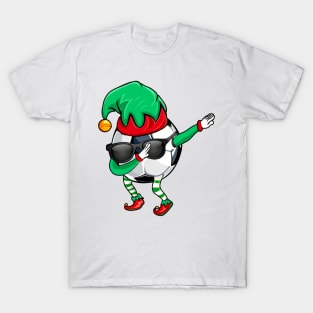 Soccer Santa Hat Snowman Christmas Lights Funny Xmas Squad T-Shirt